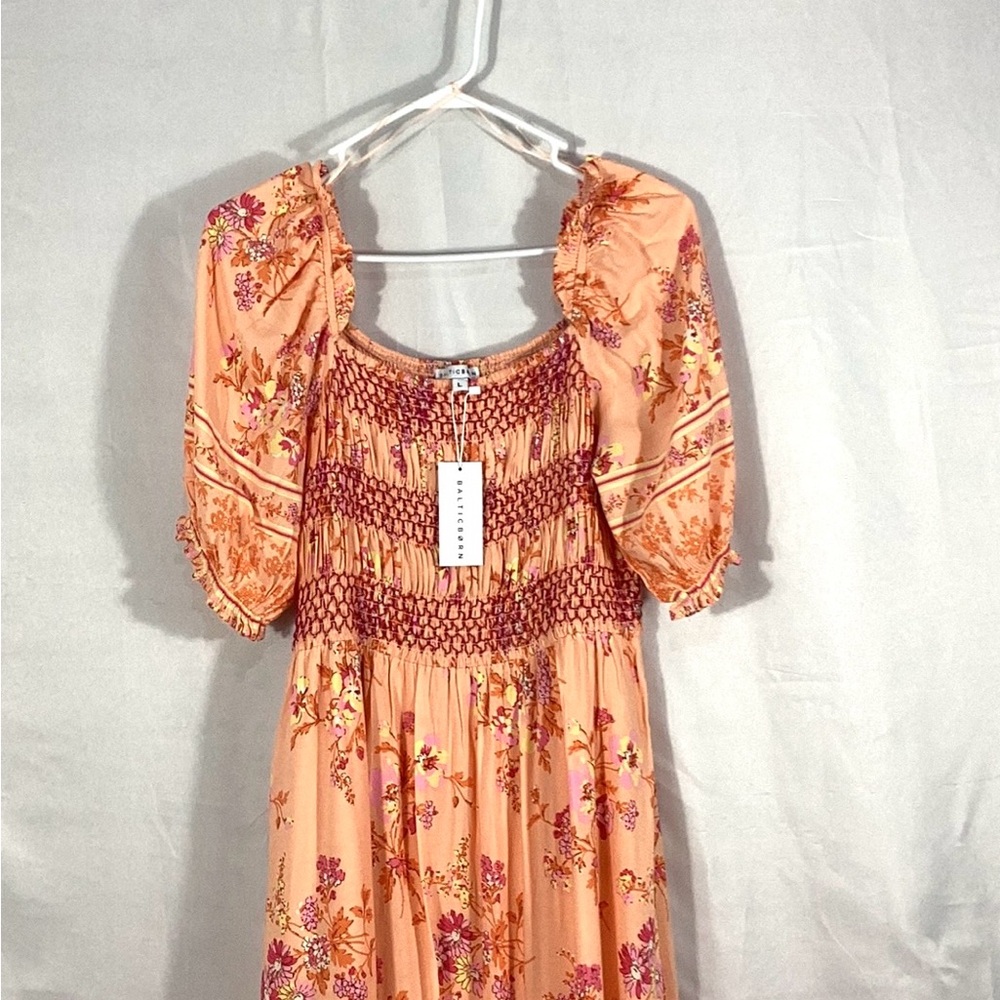 Baltic Born Peach Floral Midi Dress - Picture 3 of 12